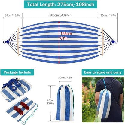 Double Canvas Garden Hammock — Anti-Roll & Portable 5