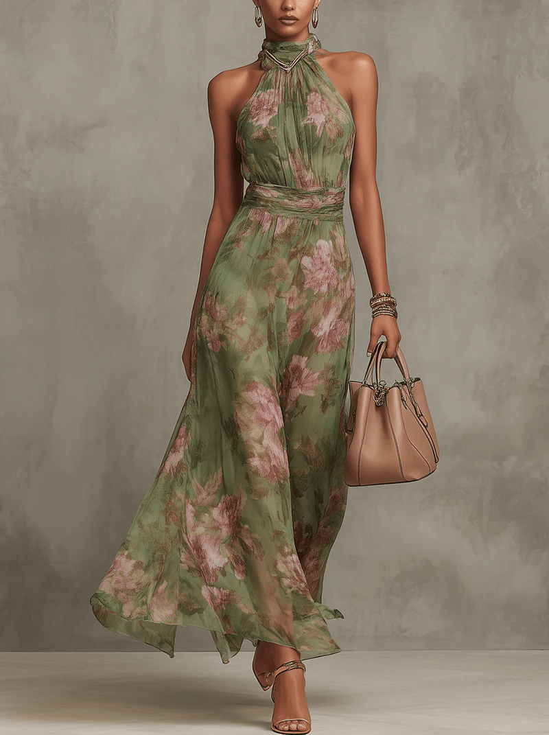 Floral Halter Maxi Dress — Breezy Summer Elegance 1