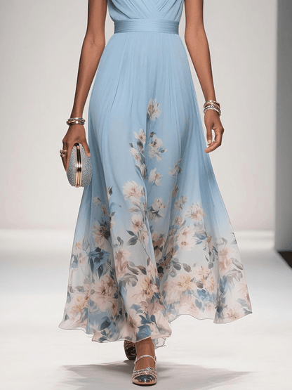 Floral Maxi Dress — Sleeveless Deep V-Neck 10