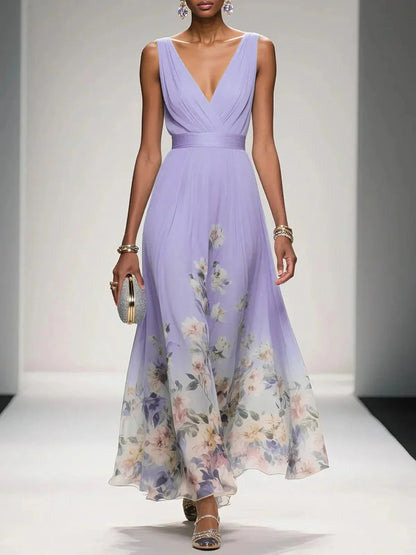 Floral Maxi Dress — Sleeveless Deep V-Neck 6