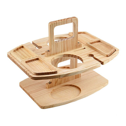 Folding Wooden Picnic Table With Bottle Holders 2