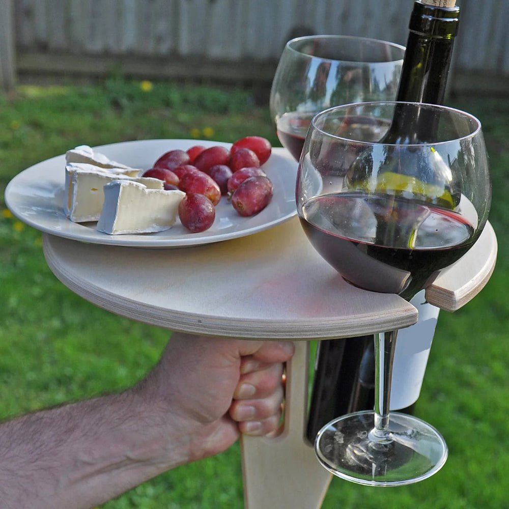 Folding Wooden Picnic Table With Wine Holder 1