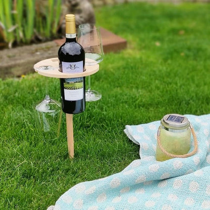 Folding Wooden Picnic Table With Wine Holder 3