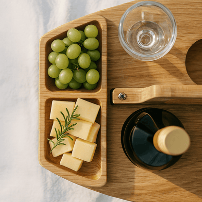 Folding Wooden Picnic Wine Table With Compartments 4