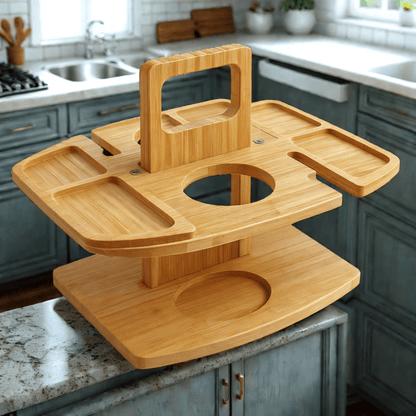 Folding Wooden Picnic Wine Table With Compartments 6
