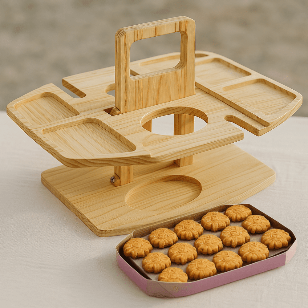 Folding Wooden Picnic Wine Table With Compartments 7