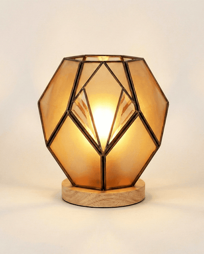 Geometric Amber Glass Table Lamp — Warm Glow 5