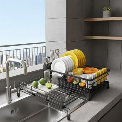 Large Steel Dish Rack — Built-In Drip Tray 3