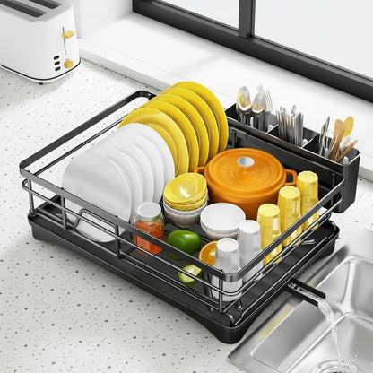 Large Steel Dish Rack — Built-In Drip Tray 6