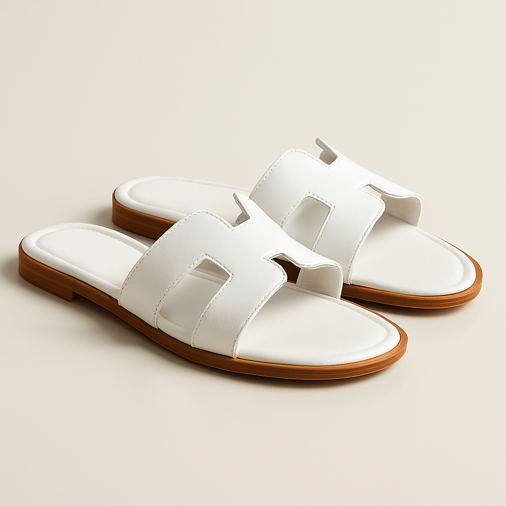 Leather Flat Sandals — Cut-Out Strap Design 1