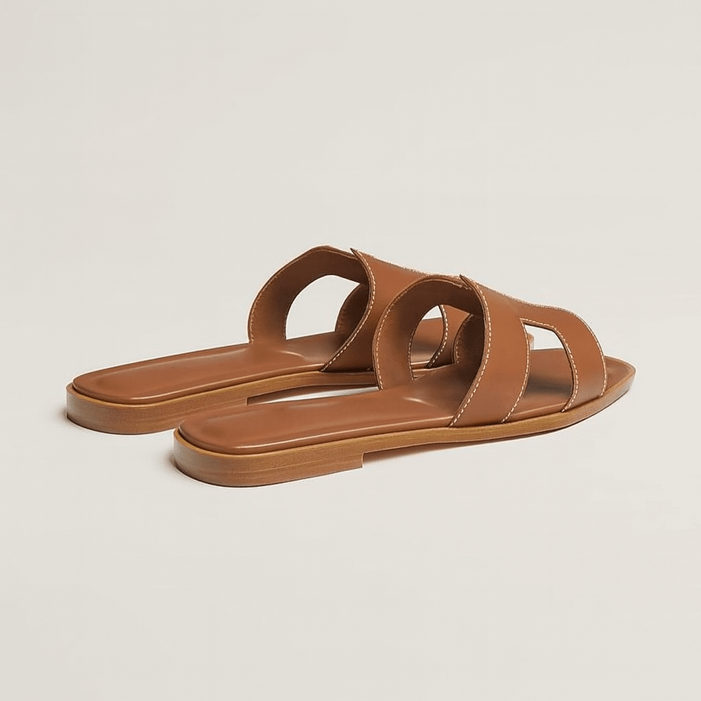 Leather Flat Sandals — Cut-Out Strap Design 11