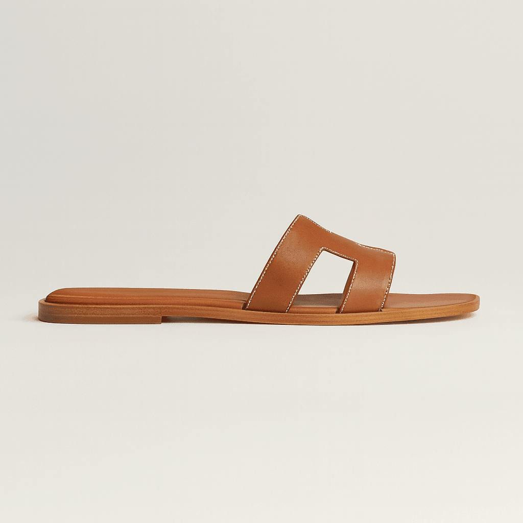 Leather Flat Sandals — Cut-Out Strap Design 12