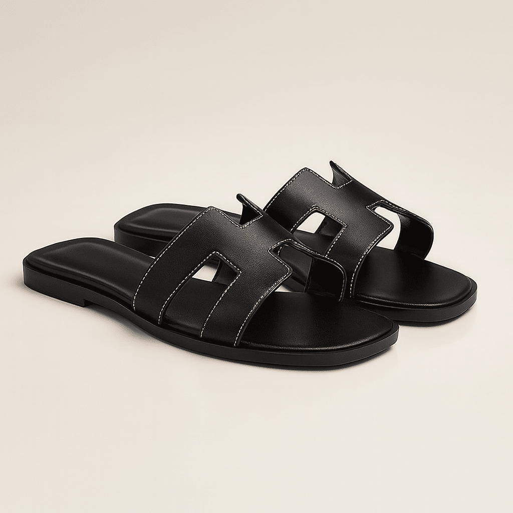 Leather Flat Sandals — Cut-Out Strap Design 2