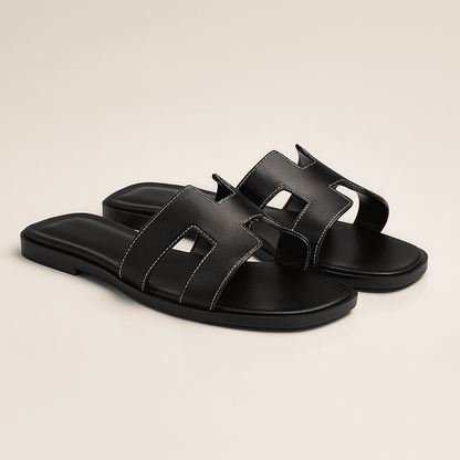 Leather Flat Sandals — Cut-Out Strap Design 2