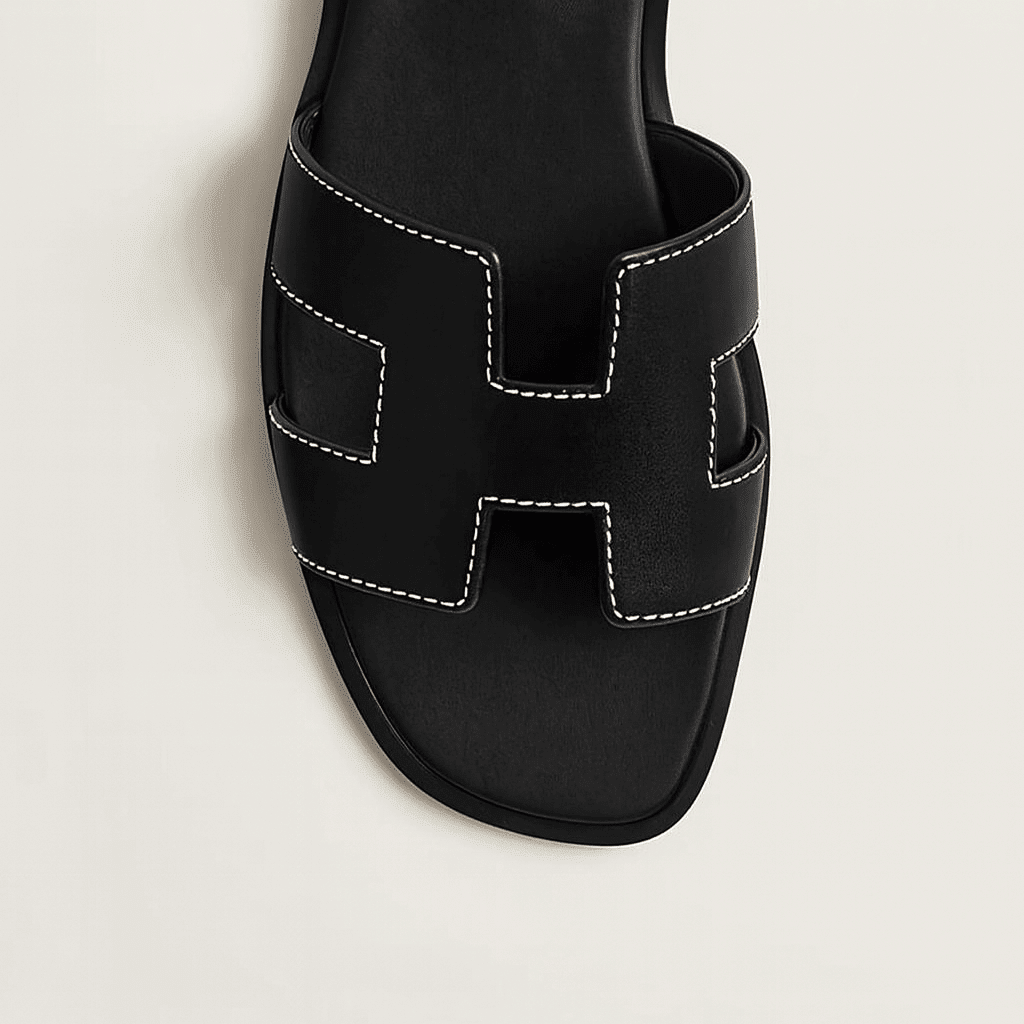 Leather Flat Sandals — Cut-Out Strap Design 7