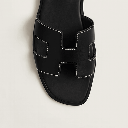 Leather Flat Sandals — Cut-Out Strap Design 7