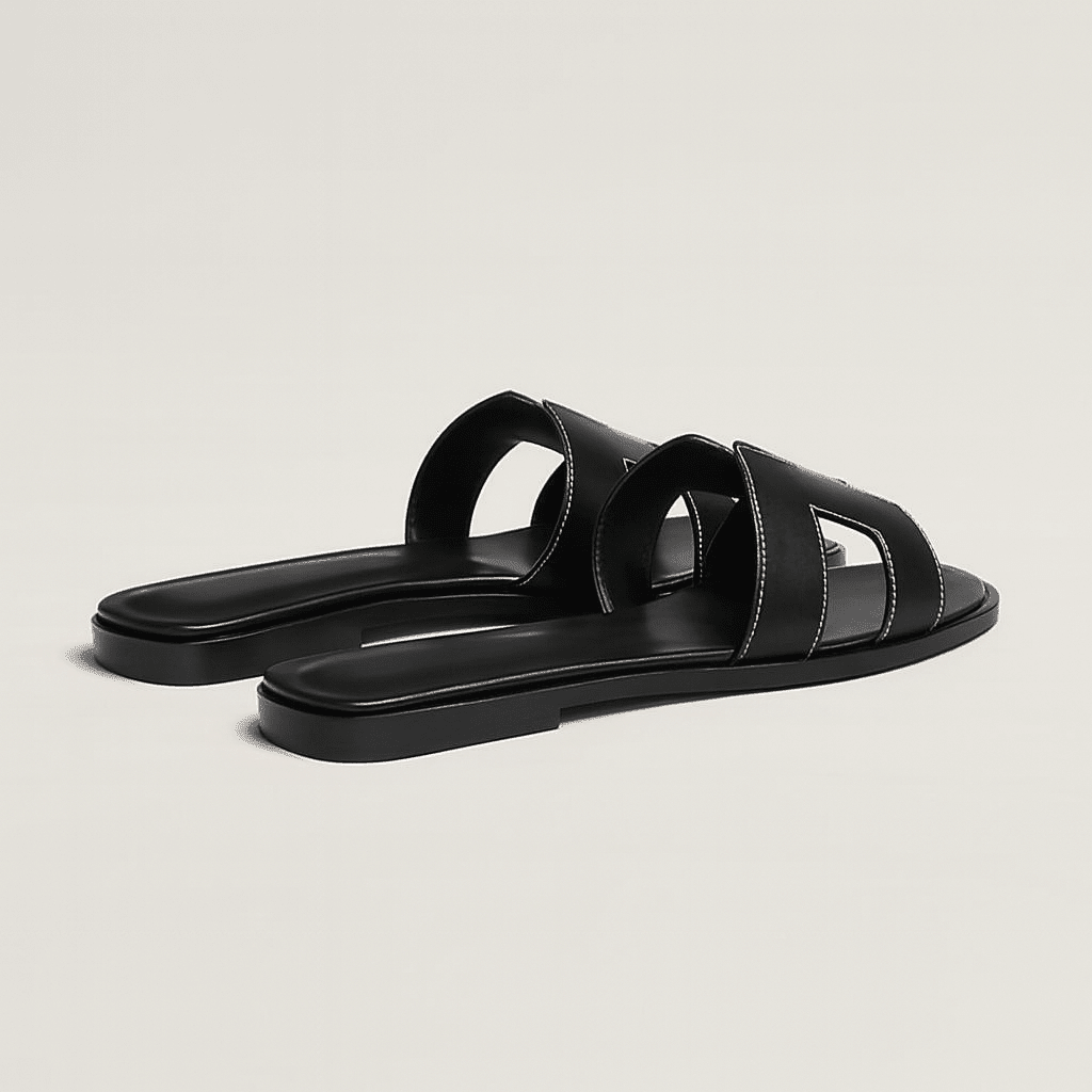 Leather Flat Sandals — Cut-Out Strap Design 8