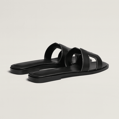 Leather Flat Sandals — Cut-Out Strap Design 8