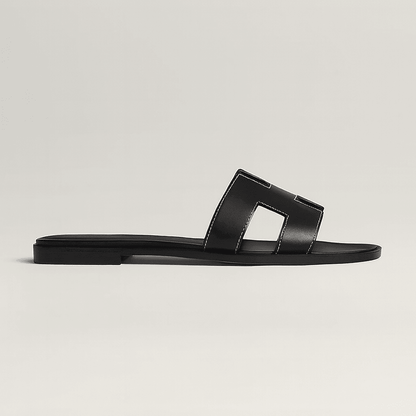 Leather Flat Sandals — Cut-Out Strap Design 9