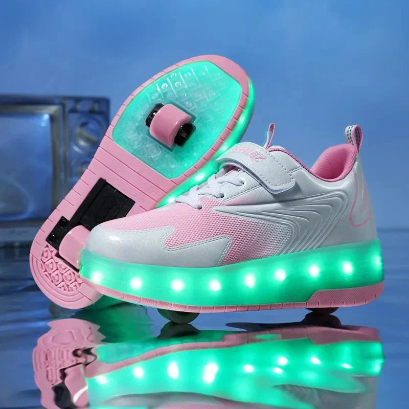 LED Roller Sneakers — Light-Up Shoes for Kids 8