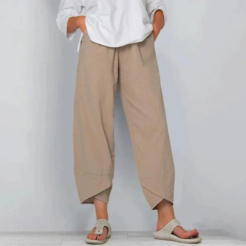 Linen Blend Summer Pants with Elastic Waist 2
