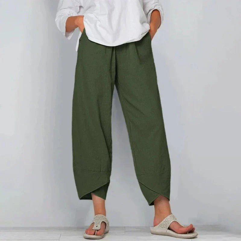 Linen Blend Summer Pants with Elastic Waist 3