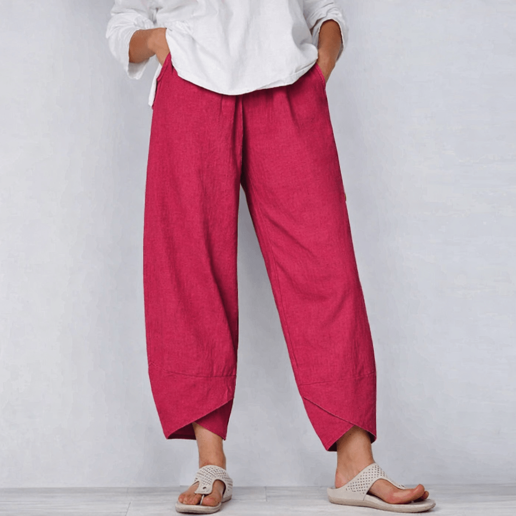Linen Blend Summer Pants with Elastic Waist 4