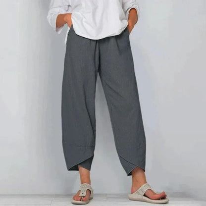 Linen Blend Summer Pants with Elastic Waist 5