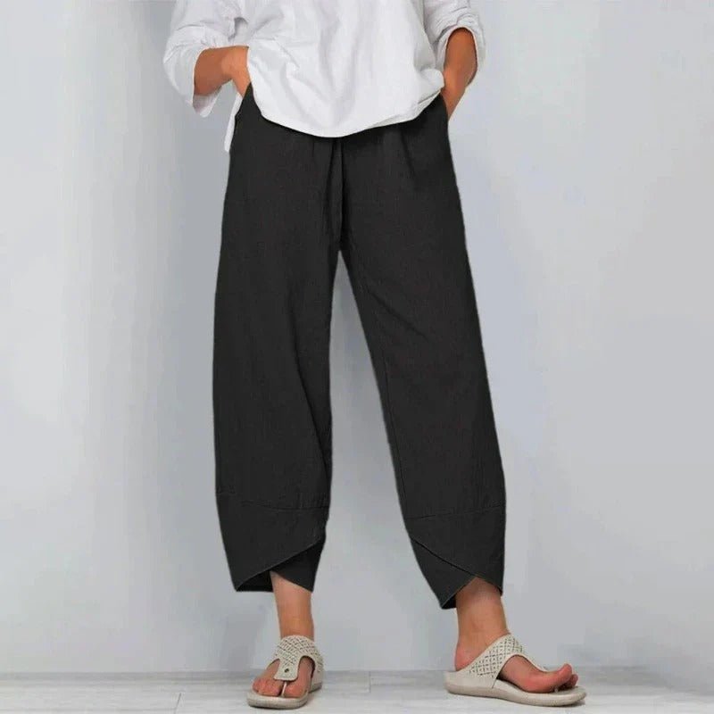 Linen Blend Summer Pants with Elastic Waist 6