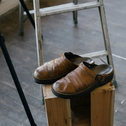 Men's Leather Clogs — Breathable with Rubber Sole 6