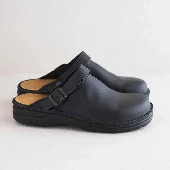 Men's Leather Clogs — Breathable with Rubber Sole 9