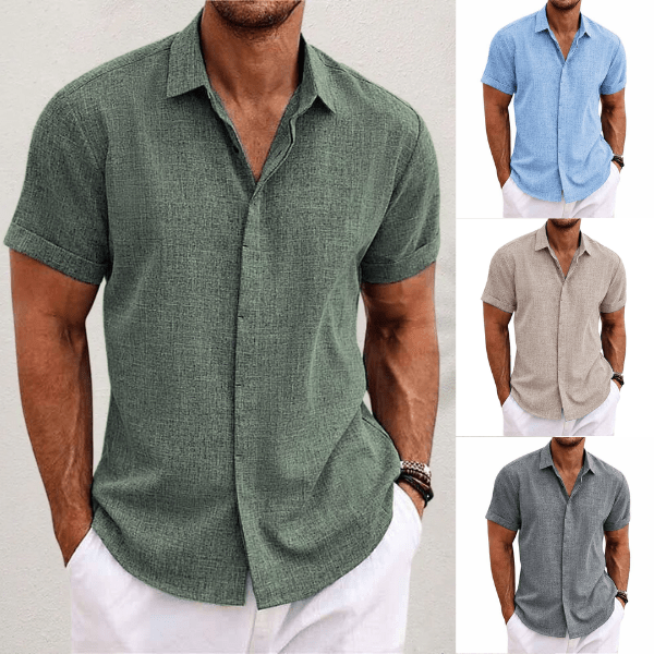 Men's Linen Shirt — Breathable Short-Sleeve Summer 10