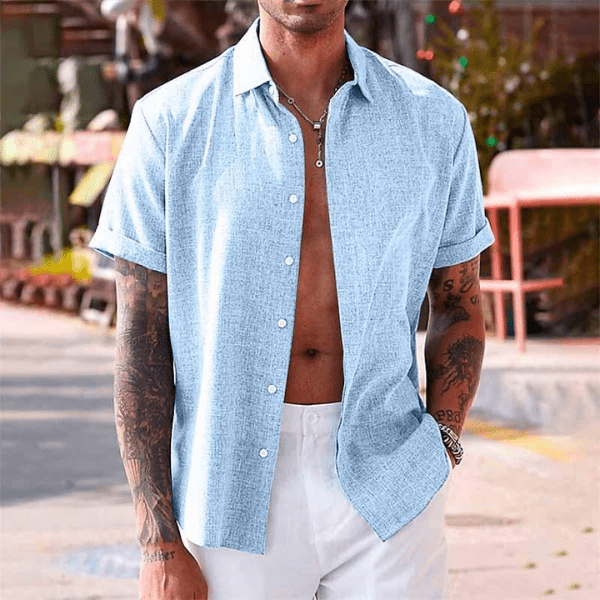 Men's Linen Shirt — Breathable Short-Sleeve Summer 4