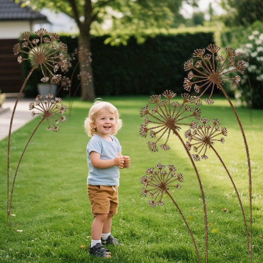 Metal Dandelion Garden Decor — Rustic Outdoor Set 1