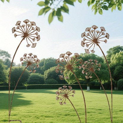 Metal Dandelion Garden Decor — Rustic Outdoor Set 3