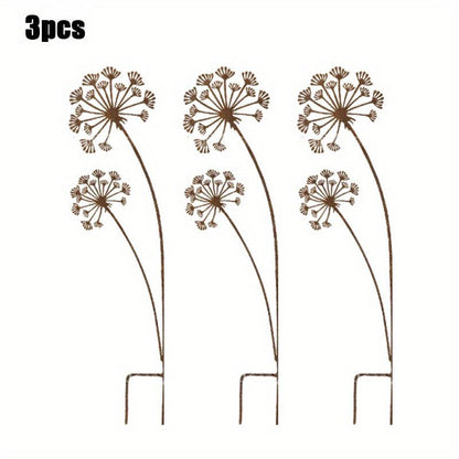 Metal Dandelion Garden Decor — Rustic Outdoor Set 4