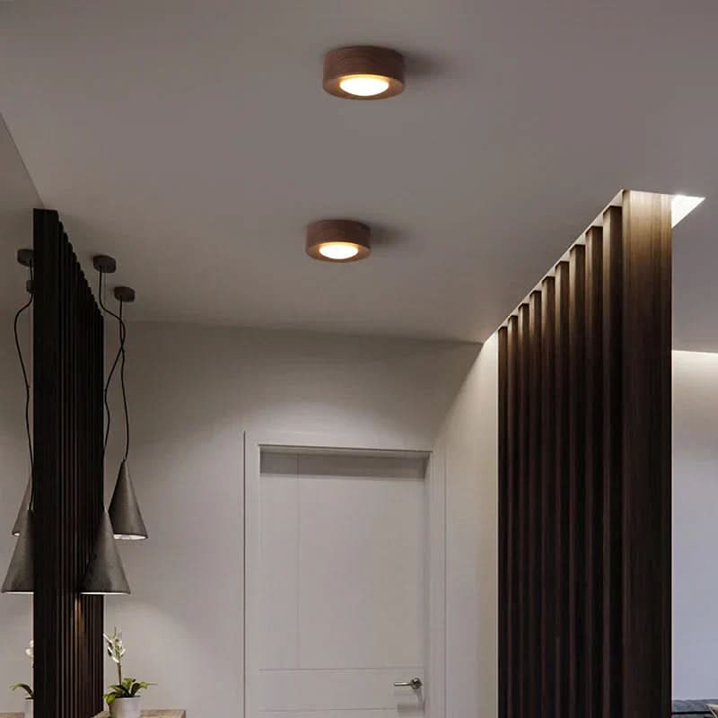 Modern Walnut Wood LED Ceiling Light 5