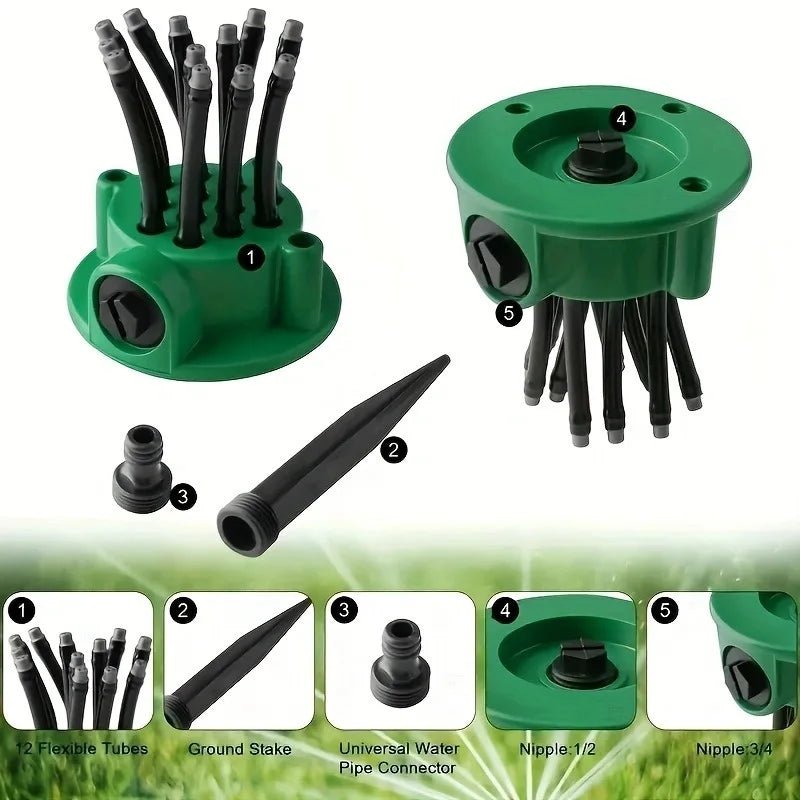 Multi-Head 360° Automatic Garden Sprinkler 7
