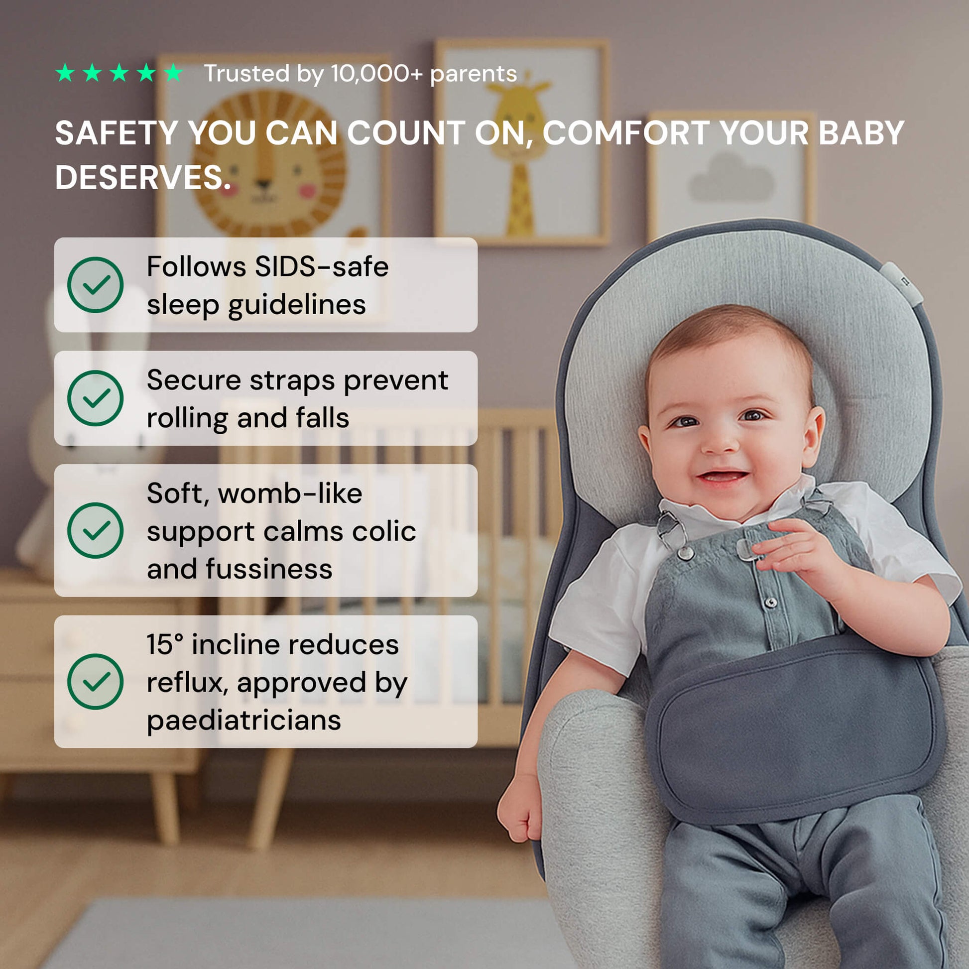 Newborn Anti-Reflux Sleep Nest — 15° Incline Wedge 3