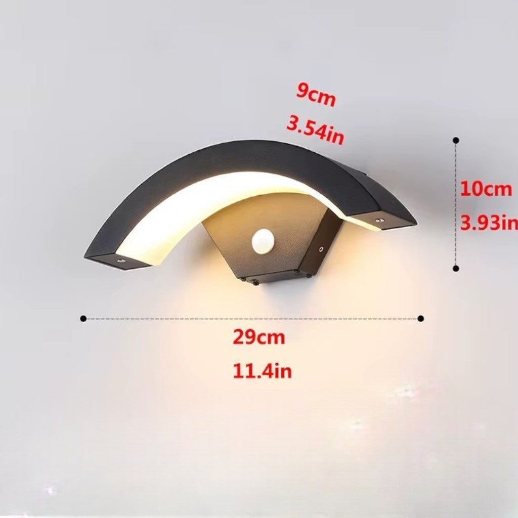 Outdoor LED Wall Light — Curved Motion Sensor Lamp IP65 12