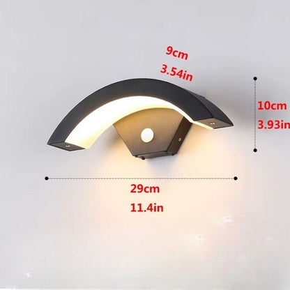 Outdoor LED Wall Light — Curved Motion Sensor Lamp IP65 12