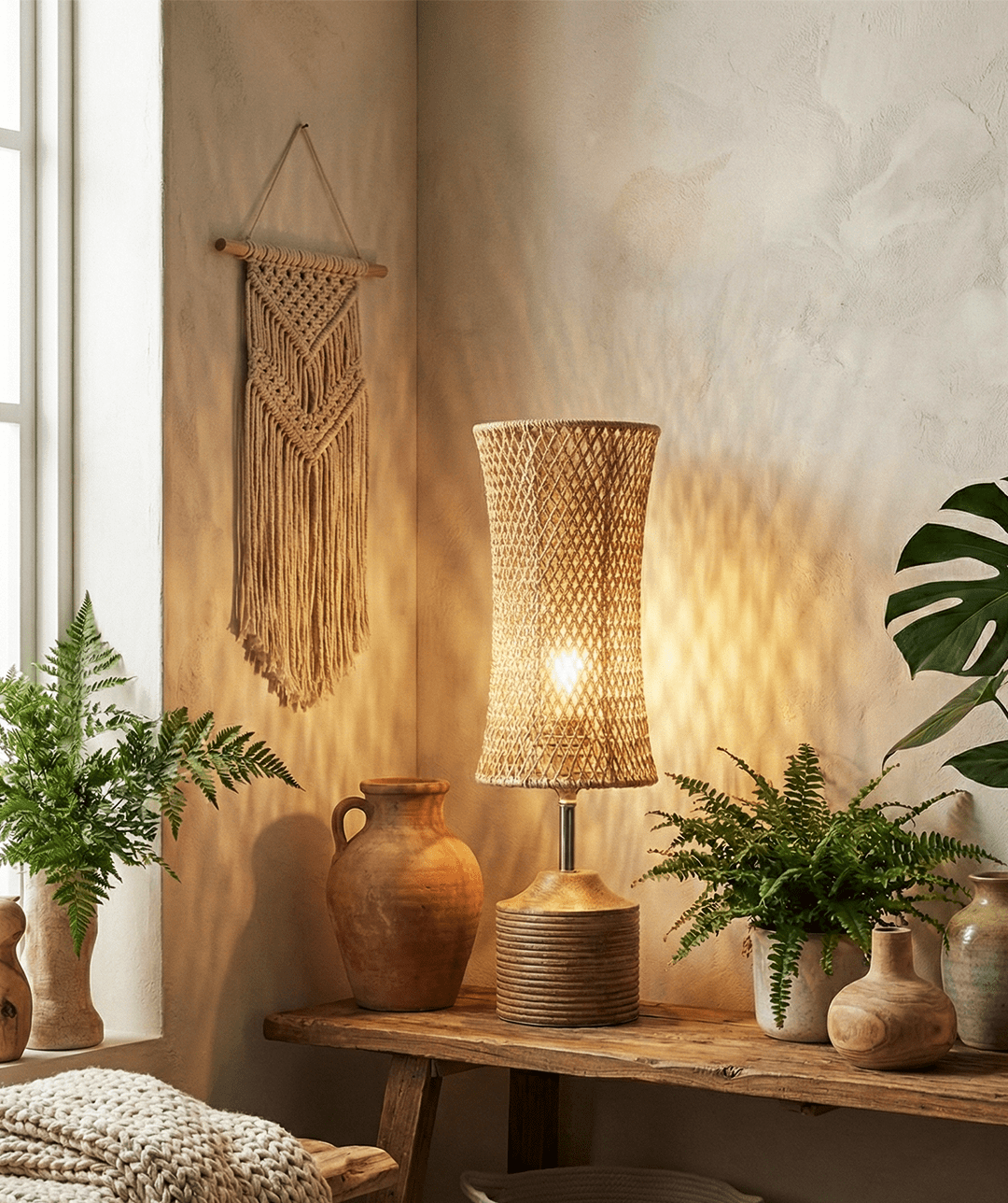 Paolo Table Lamp — Natural Woven Fiber Shade 2