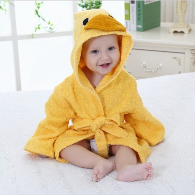 Baby Cotton Bathrobe — Animal Hood for After Bath