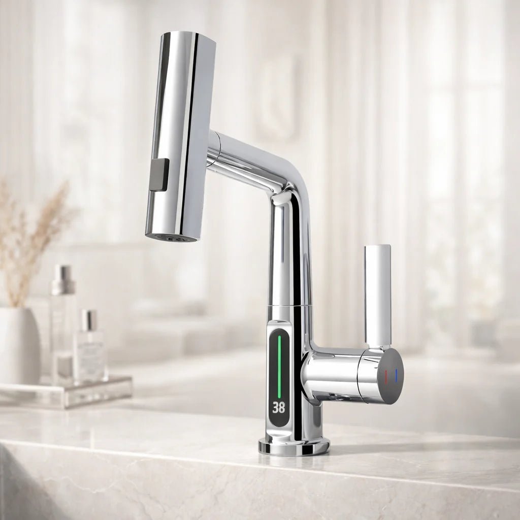 Pull-Out Kitchen Faucet with LED Temperature Display 10