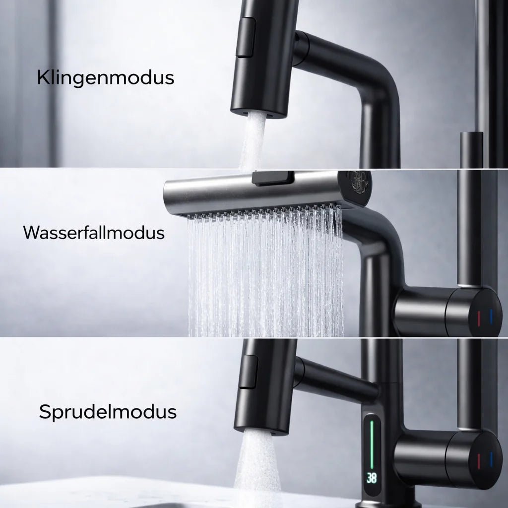 Pull-Out Kitchen Faucet with LED Temperature Display 2
