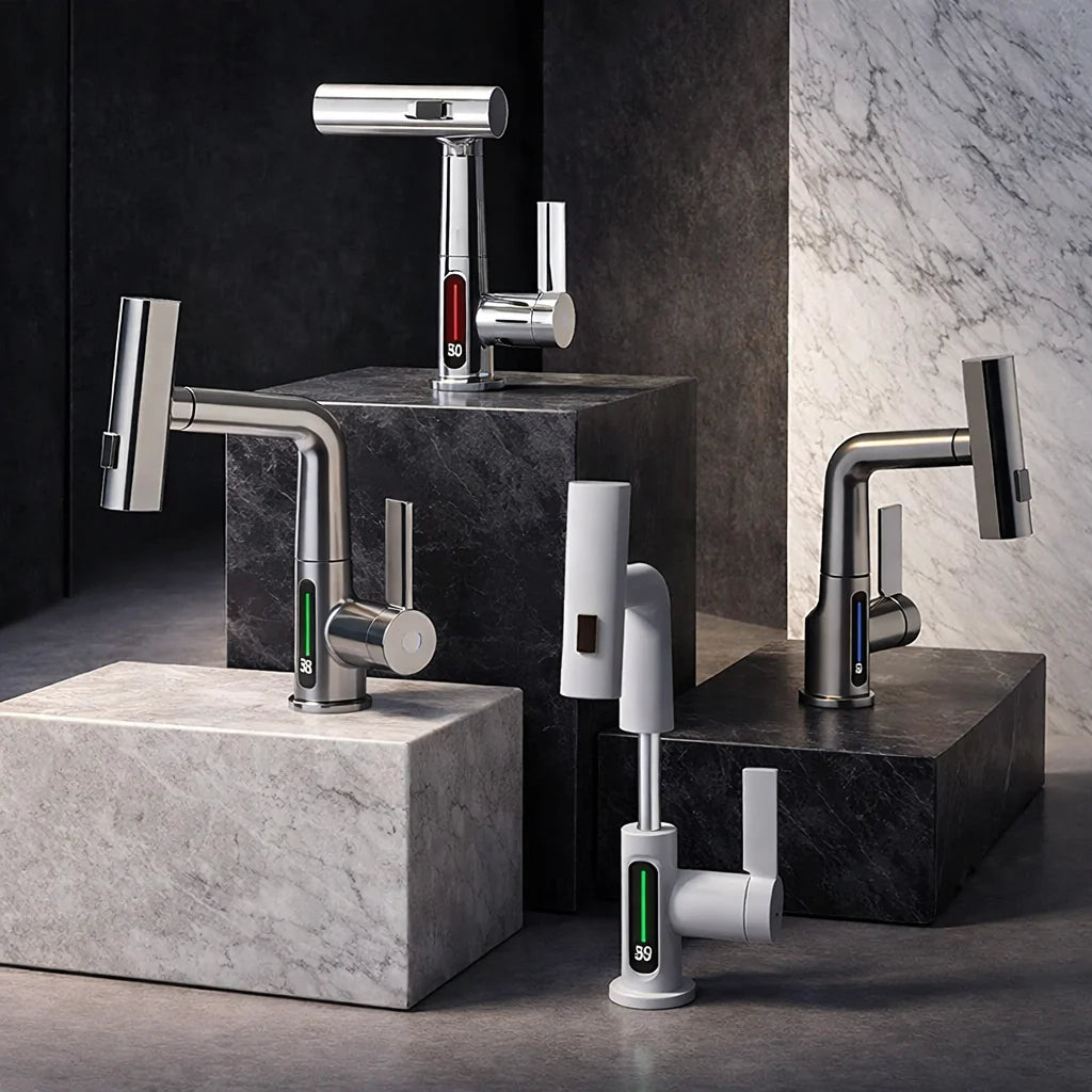 Pull-Out Kitchen Faucet with LED Temperature Display 7