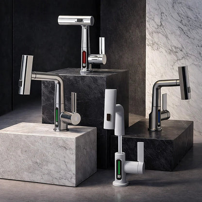 Pull-Out Kitchen Faucet with LED Temperature Display 7