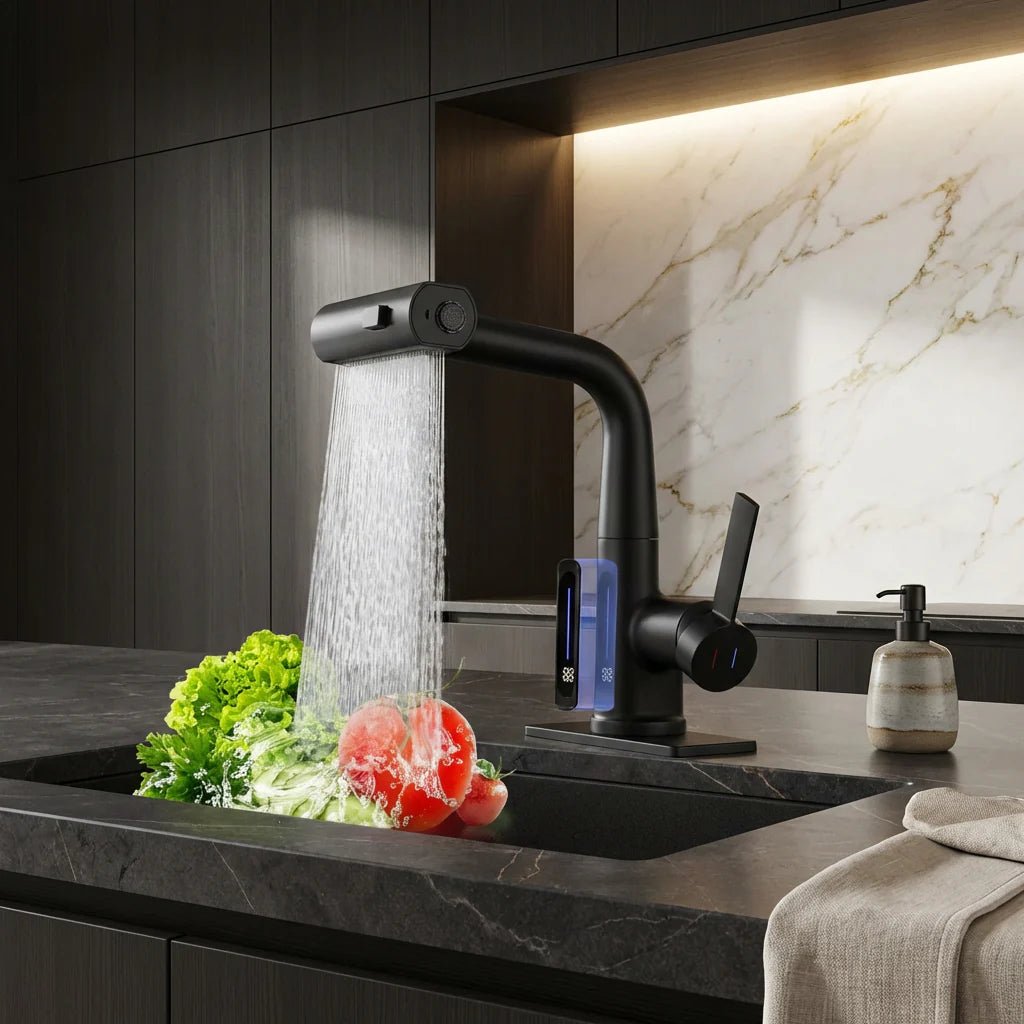 Pull-Out Kitchen Faucet with LED Temperature Display 9
