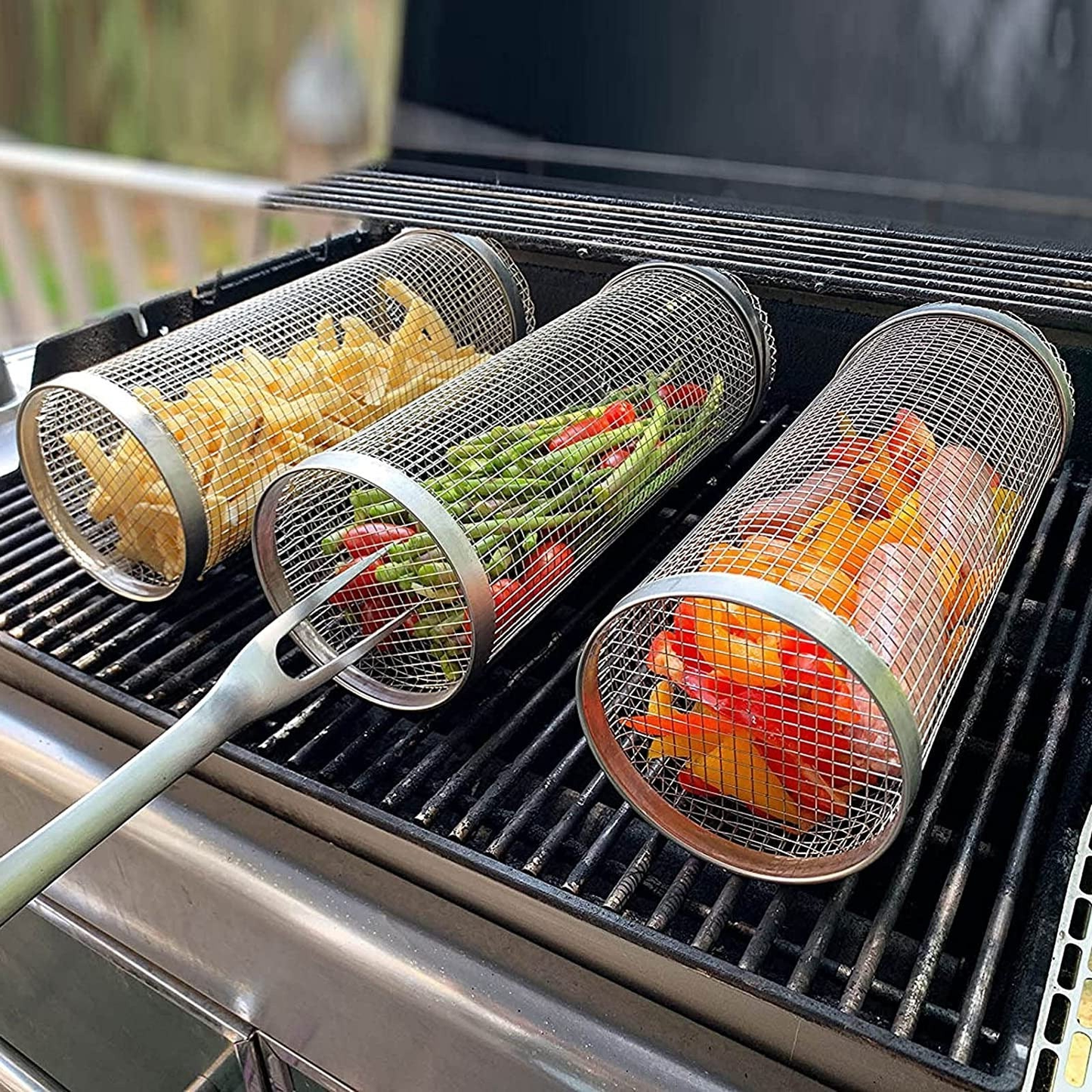 Rotating Grill Basket — Stainless Steel Even Cooking 2