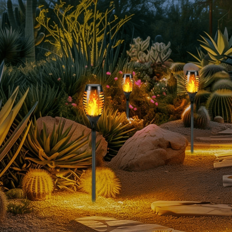 Solar Garden Flame Lights With Flickering Glow 5